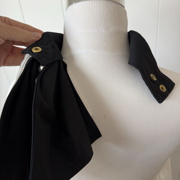 Caroline Constas Bow Halter Top White Sz M Volume Babydoll Peplum Color-block - Picture 7 of 15